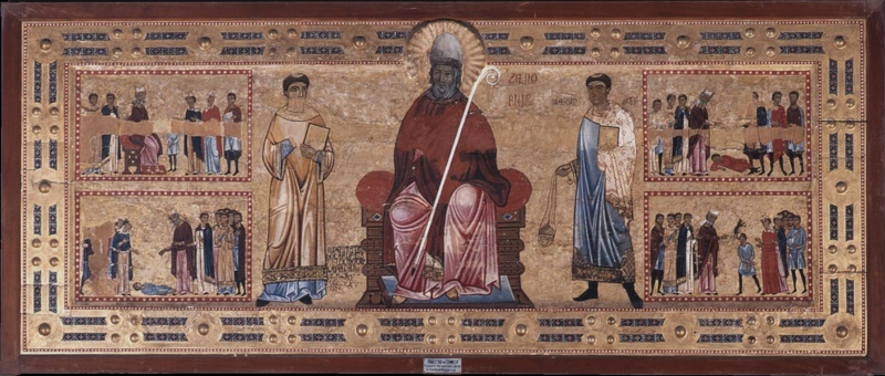 Saint Zanobi Enthroned Between the Holy Deacons Eugene and Crescentius, Stories from the Life of Saint Zanobi